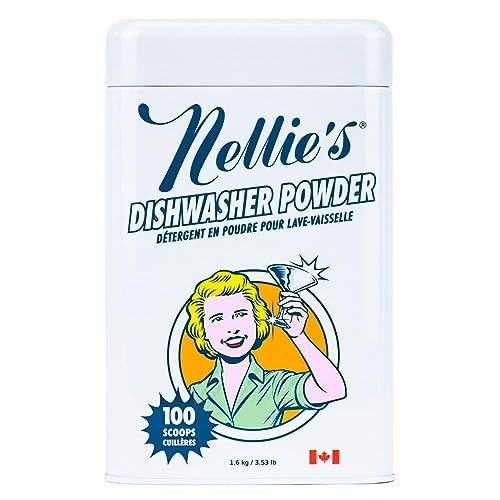 Nellies Dishwasher Powder Tough on Food Residue PlantBased Ingredients Spotless Clean HighEfficiency Dishwashing Solution 100 Scoop Tin Made in Canada